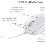 ASUS MU101C Wired Blue Ray Silent Mouse Comfod, Upto 3200 DPI with DPI Switch, Easy Scroll, 2.4GHz Connection,  White