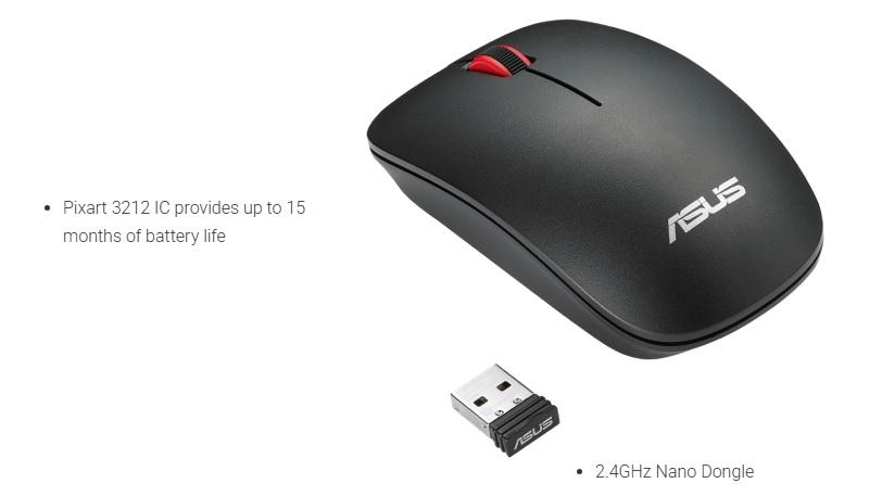 ASUS WT300 Wireless Mouse, Compact & Lighweight Mouse,2.4GHz Nano Dongle, Up to 15 Months of Battery Life - Black